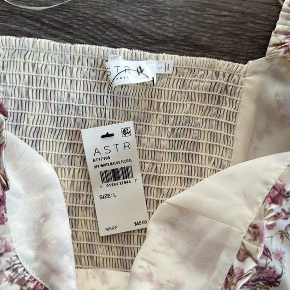 ASTR Floral Cropped Top Cottage Core Flounce Large Sweetheart Neckline Feminine - Picture 8 of 8